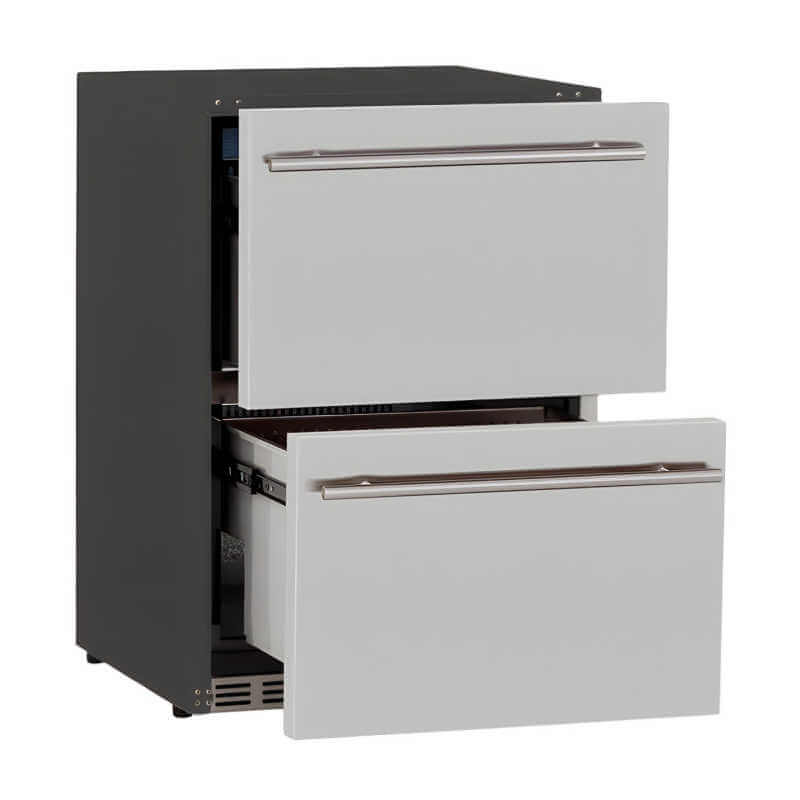 American Made Grills 24-Inch Two Drawer Refrigerator| Soft-Closing Drawer Glides