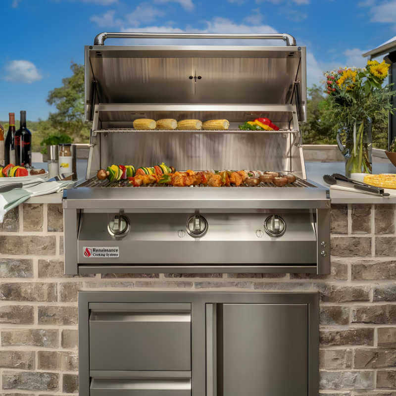 American Renaissance Grill 36 Inch 3 Burner Built In Gas Grill | Installed In Grill Island Cooking
