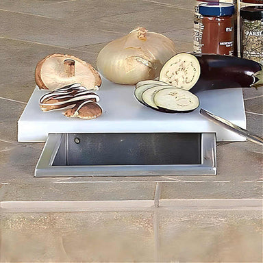 Artisan Prep And Waste Chute With Cutting Board Cover | Installed on Countertop