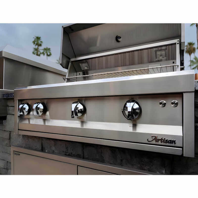 Artisan Professional 36-Inch 3 Burner Built-In Gas Grill | Gas Knob Close Up