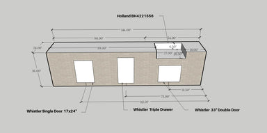 EZ Finish Outdoor Systems 12 Ft Ready To Finish Outdoor Kitchen w/ Grill & Storage Cutouts