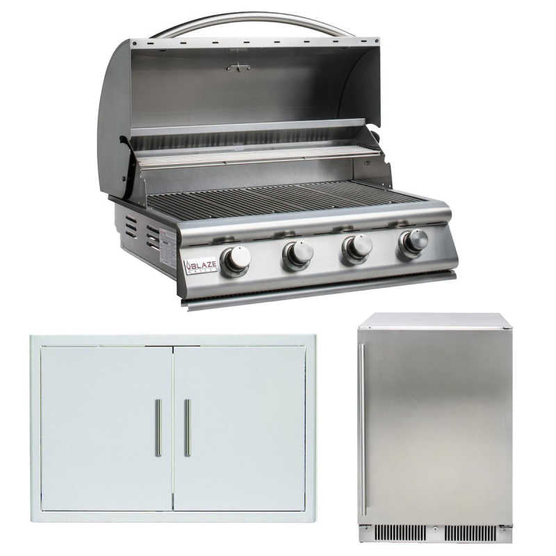 Blaze LBM 3 Pc 32-in Gas Grill Outdoor Kitchen Package w/ Refrigerator