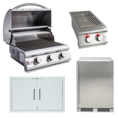 Blaze LBM 4 Pc 25-in Gas Grill Outdoor Kitchen Package w/ Double Side Burner & Refrigerator