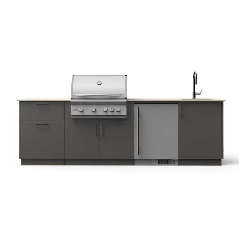 Blaze Golden Hour Outdoor Kitchen | Gunmetal Base Cabinets & Keon Countertop