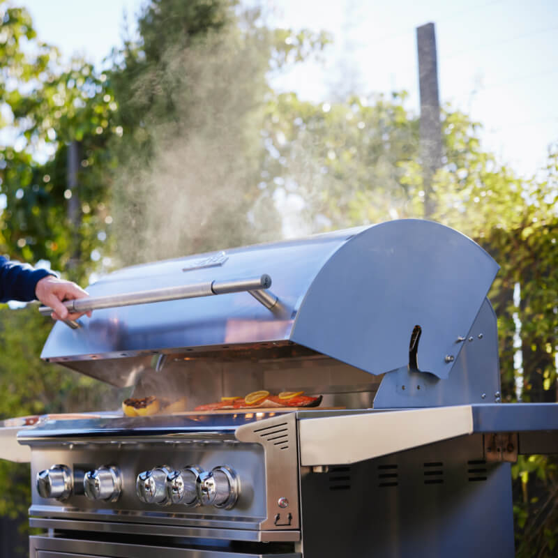 Blaze LTE Pro 32 Freestanding Grill | Opening Hood While Grilling