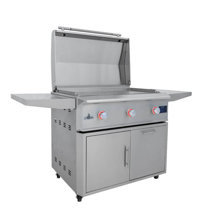 Blaze LTE Pro 40-Inch 3 Burner Freestanding Gas Griddle | Opened Lid