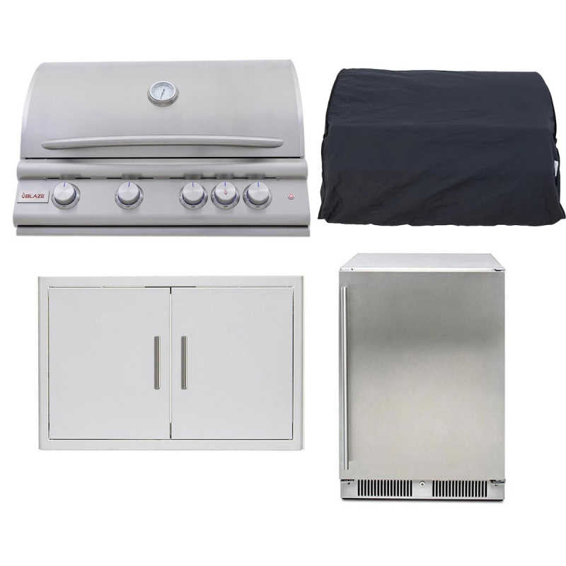 Blaze LTE+ 4 Pc 32-in Gas Grill Outdoor Kitchen Package with Refrigerator