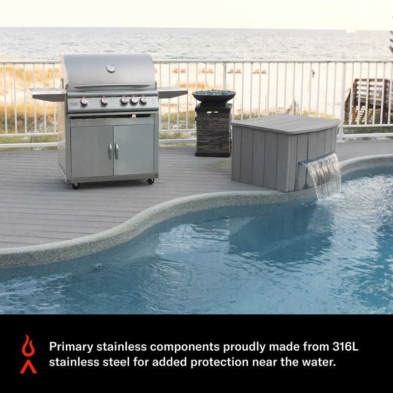 Blaze Marine Grade 32 Inch 316L Cart | Shown With Grill Head
