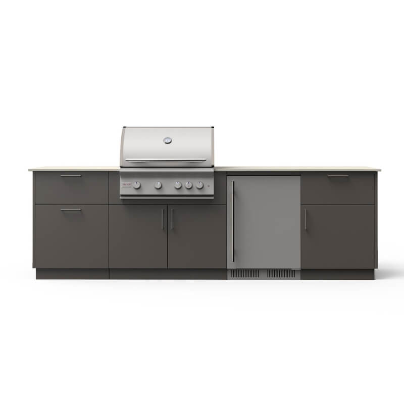Blaze Morning Glow 10-Ft Outdoor Kitchen | Gunmetal Base Cabinets & Aeris Countertop