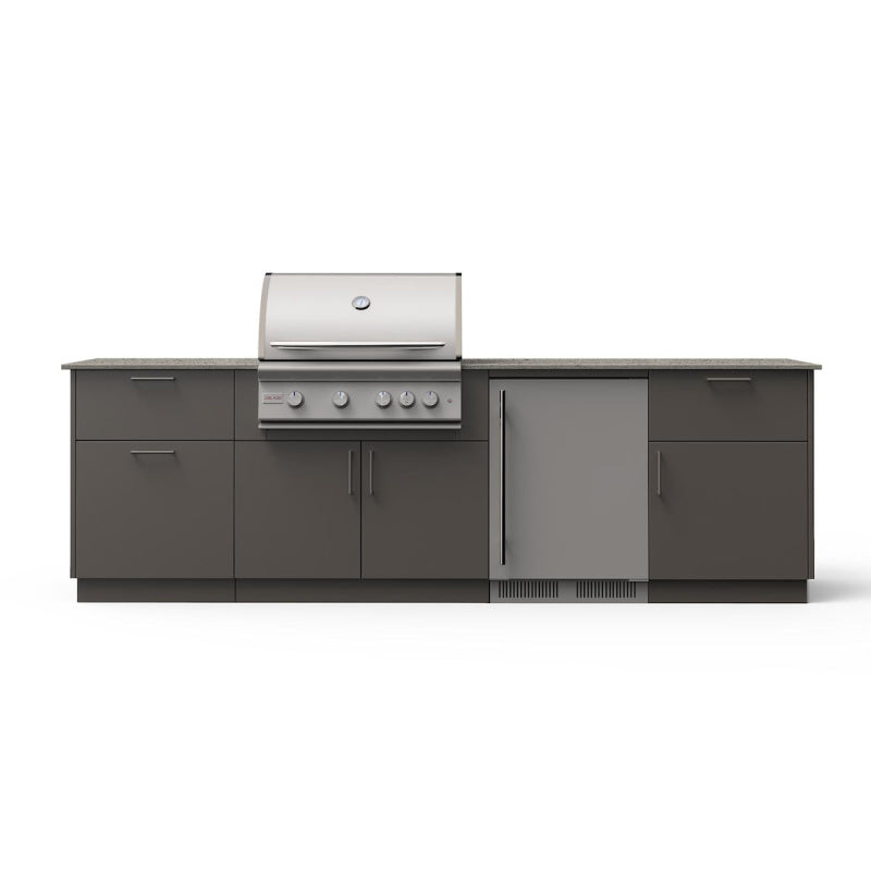 Blaze Morning Glow Outdoor Kitchen | Gunmetal Base Cabinets & Keon Countertop