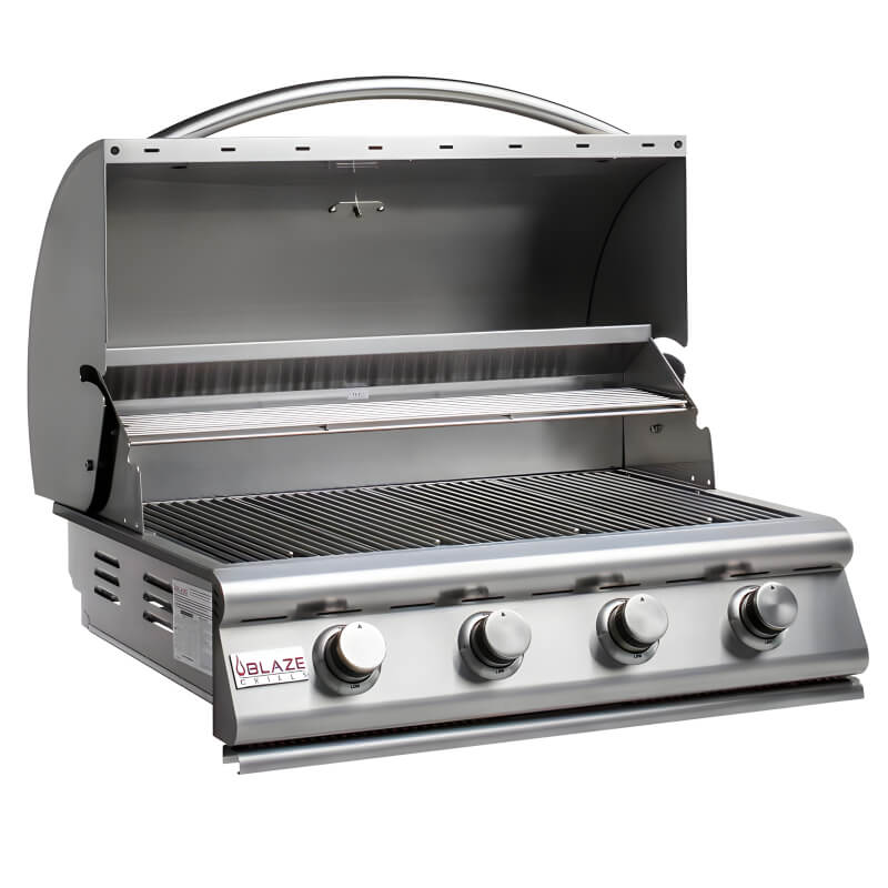 Blaze Prelude LBM 32-Inch Burner Built-In Gas Grill with Hood Open