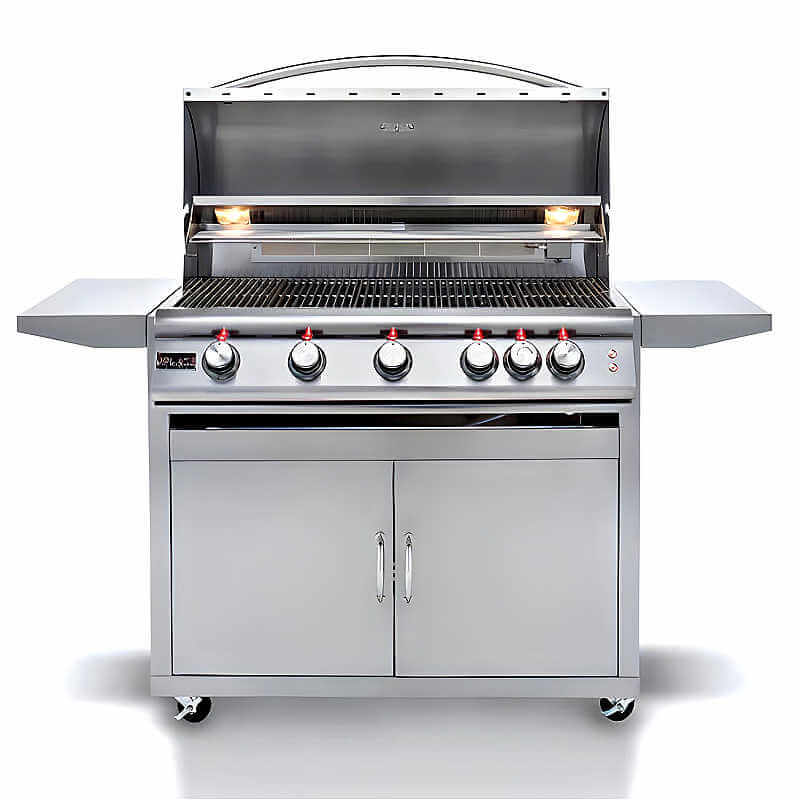 Blaze Premium LTE 40 Inch 5-Burner Freestanding Gas Grill | Double Doors On Grill Cart