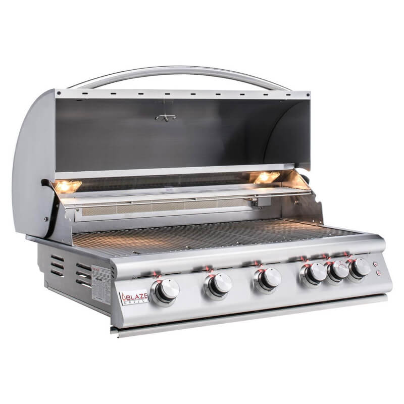 Blaze Premium LTE 40-Inch 5-Burner Built-In Grill With Rear Infrared Burner & Grill Lights