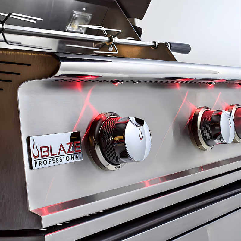 Blaze Professional LUX 34 Inch 3 Burner Freestanding Gas Grill | With Red LED Lights on Control Panel