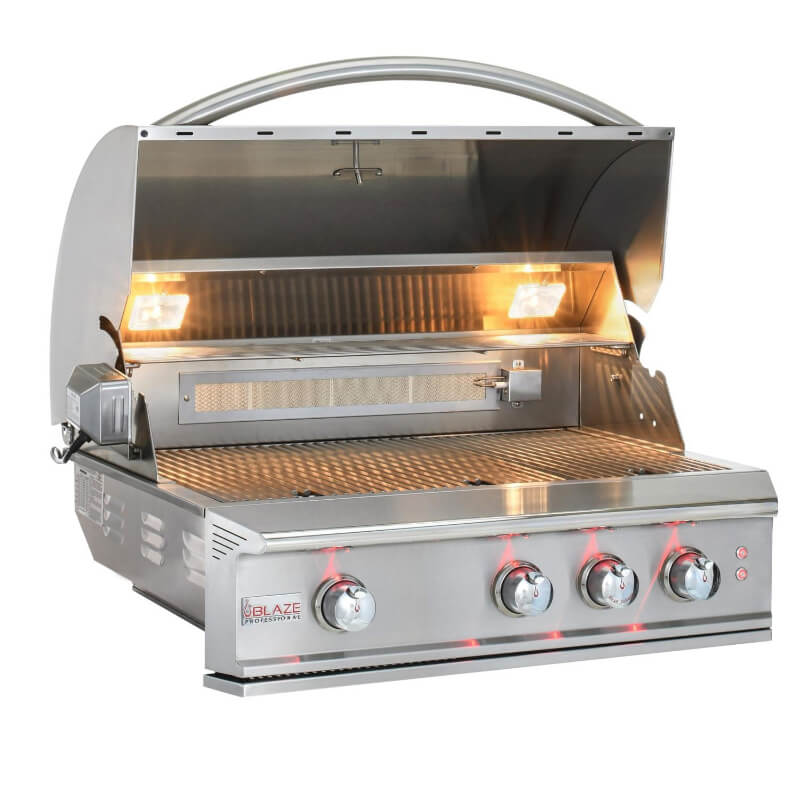 Blaze Professional LUX 34-Inch 3-Burner Gas Grill With Rear Infrared Burner - Open View