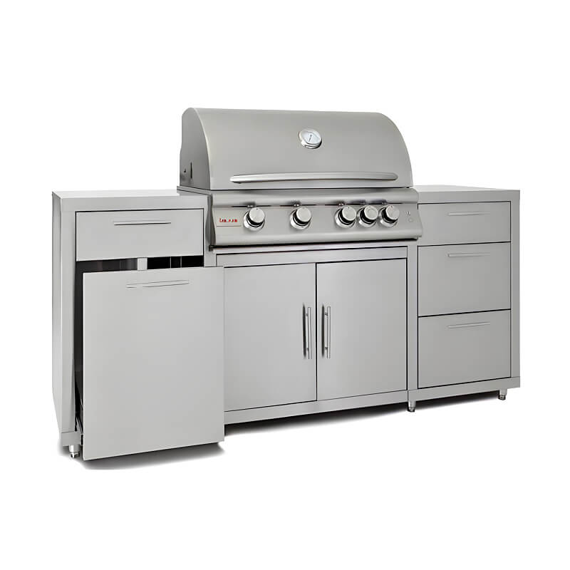 Blaze 6 ft Stainless Steel BBQ Island w/ Trash Pullout Drawer