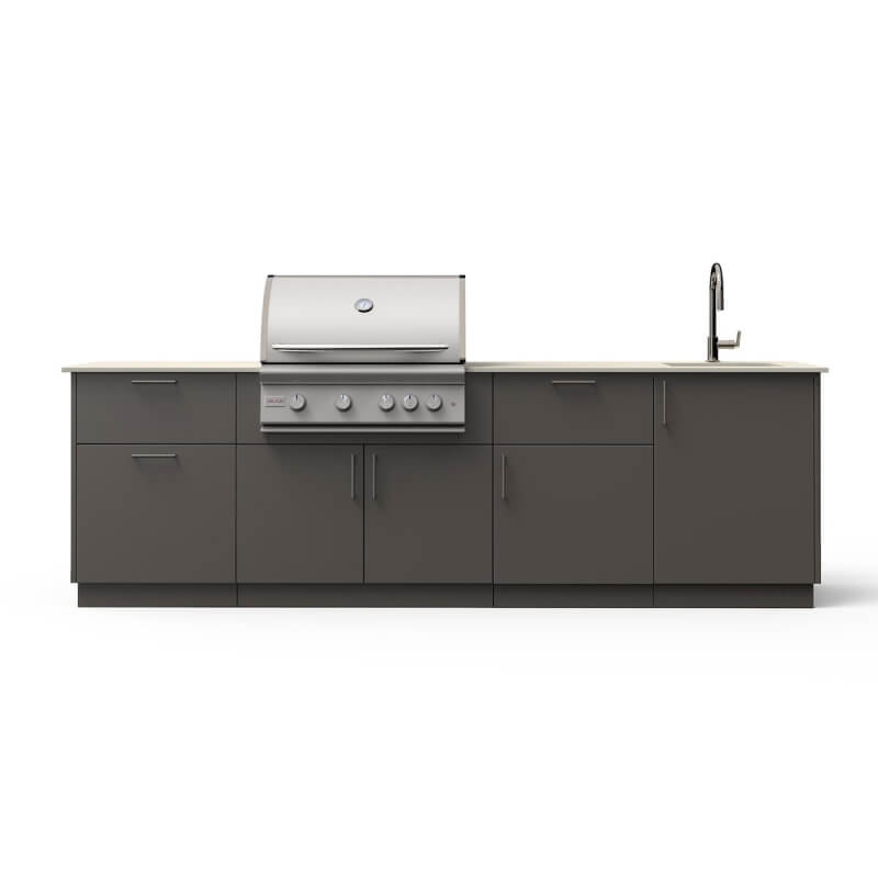 Blaze Sunset 10-Ft Outdoor Kitchen Island w/ 32-Inch Premium LTE+ Grill in Gunmetal w/ Aeris Countertop