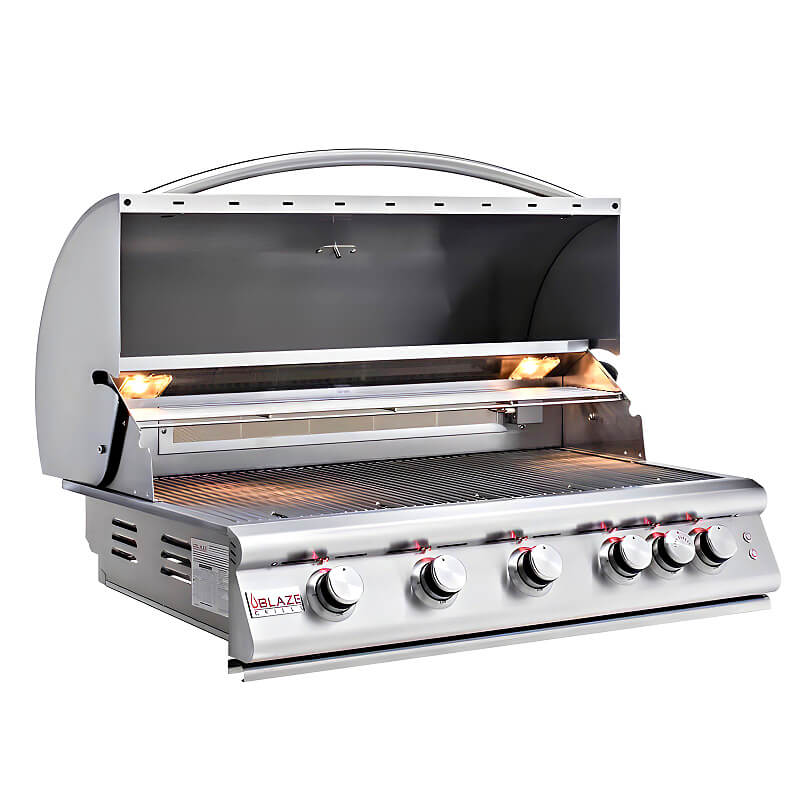 Blaze Premium LTE 40" 5-Burner Built-In Grill with Lights Inside Grill