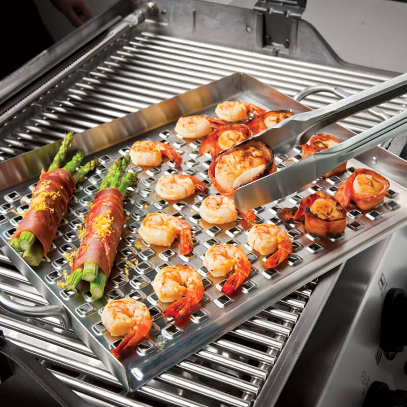 Broil King 15 X 13-Inch Stainless Steel Flat Grill Topper | Shown on Grill