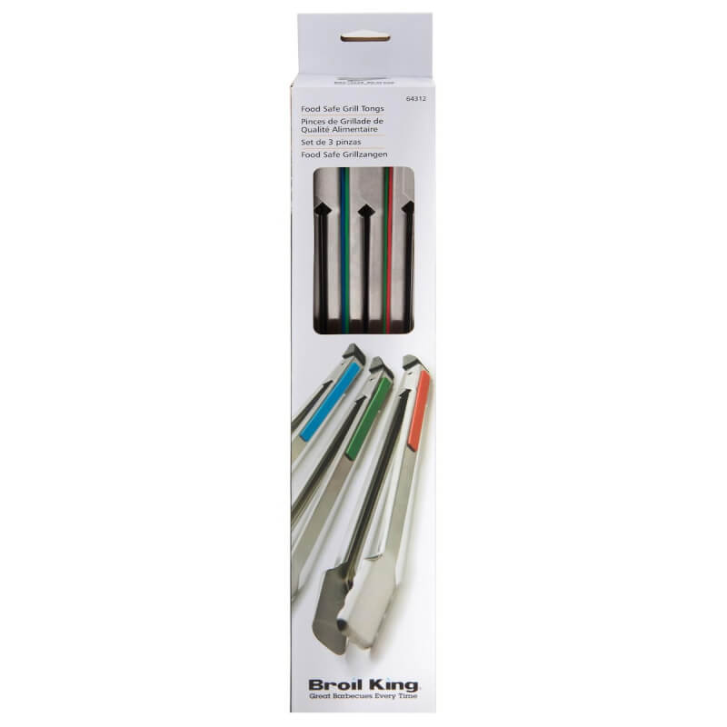 Broil King 3 Pack Colored Grilling Tongs | Shown in Package