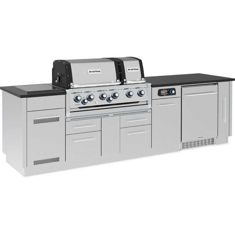 Broil King 9 3/4-Foot Outdoor Kitchen Island | Side Burner & Fridge Included