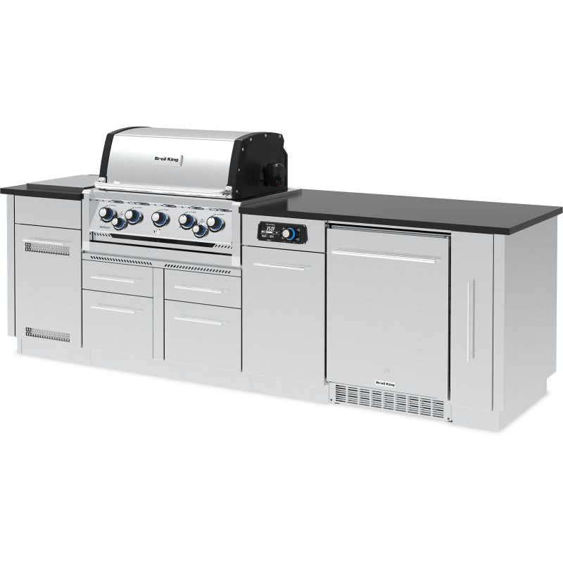 Broil King 9-Foot Outdoor Kitchen Island | 24" 5.5c Refrigerator