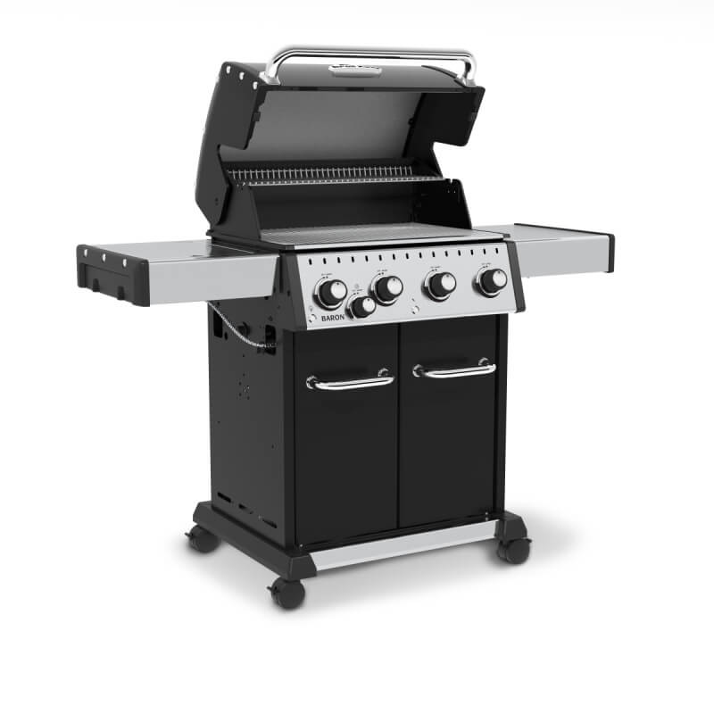 Broil King Baron 440 PRO Black 4-Burner Gas Grill | Single Side Burner