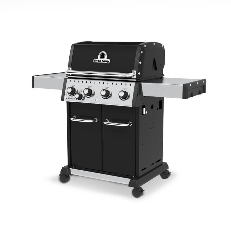 Broil King Baron 440 PRO Black 4-Burner Gas Grill | Accesorry Hooks Shown