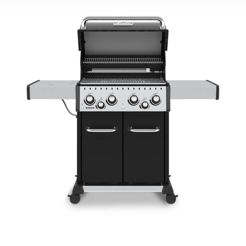 Broil King Baron 490 PRO Black 4-Burner Gas Grill | Grill Hood Opened