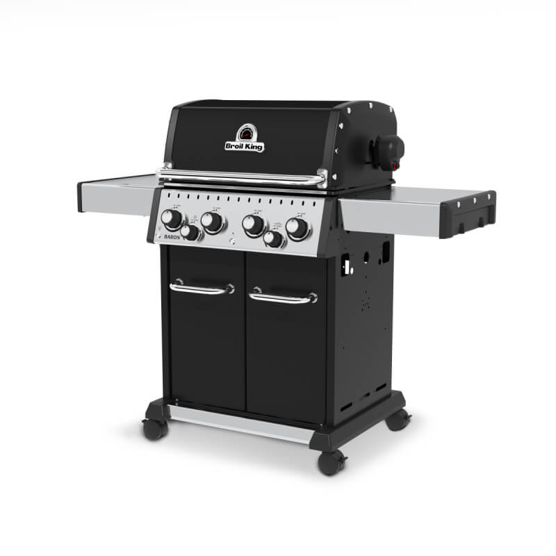 Broil King Baron 490 PRO Black 4-Burner Gas Grill | Double Door Cart Storage