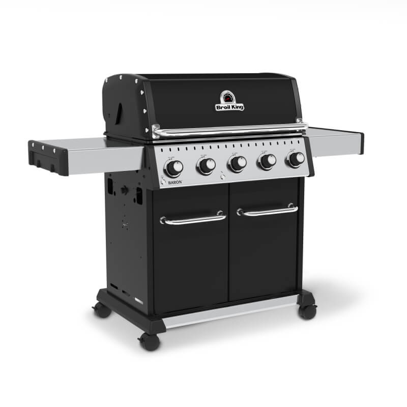 Broil King Baron 520 Black Grill | Double Door Cart Storage