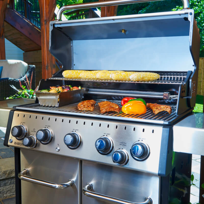 Broil King Baron S 590 PRO IR Grill | Shown Grilling With Warming Rack