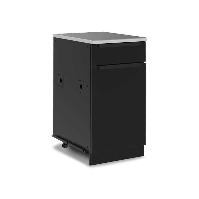 Broil King Door Drawer Cabinet in Black | Stainless Steel Countertop