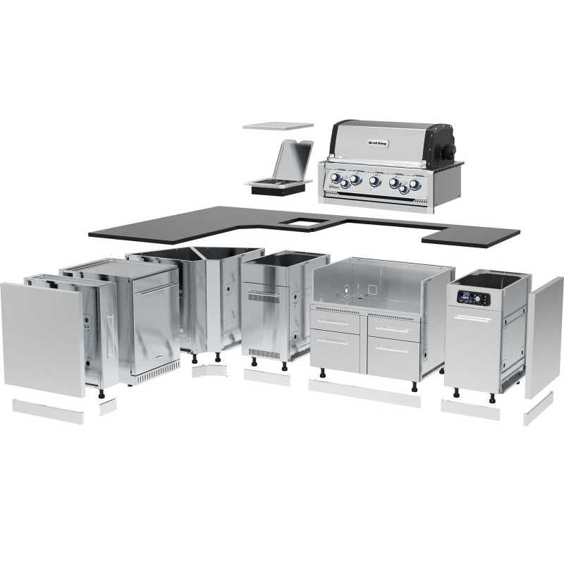 Broil King 70 x 111-Inch Outdoor Kitchen Island | 304 Stainless Steel Cabinet Layout