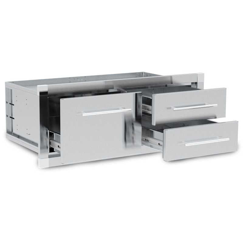Broil King Stainless Steel Enclosed Triple Drawer Combo | Large Side Drawer