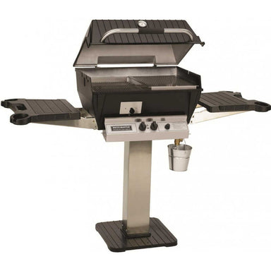 Broilmaster Q3X Qrave Gas Grill On Stainless Steel Patio Post