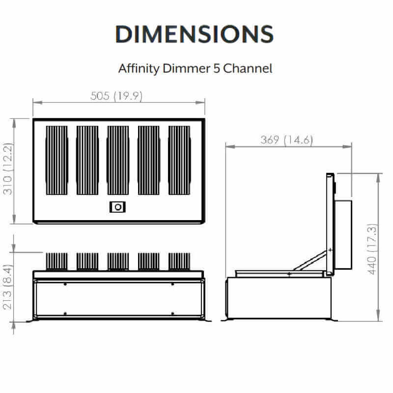 Bromic Affinity Smart Heat Dimmer Control | 1 & 2 Dimension Clearances