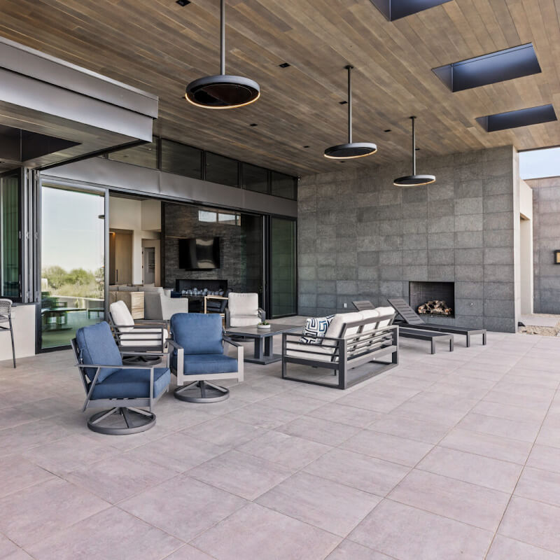 Shown on Patio with 48" Straight Pole Ceiling Mount