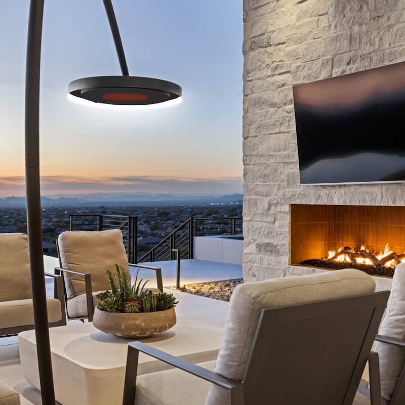 Bromic Eclipse Electric Freestanding Heater & Light | Shown At Roof Top Lounge