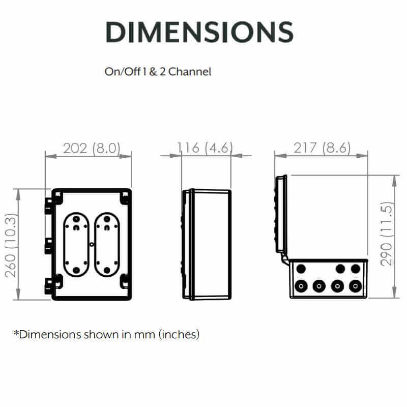 Bromic Heating Affinity On-Off Control | Dimensions 1 or 2 Channel