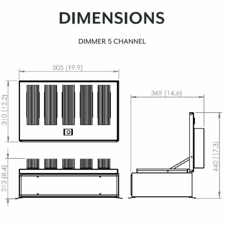Bromic Heating Affinity On-Off Control | Dimensions 5 Channel