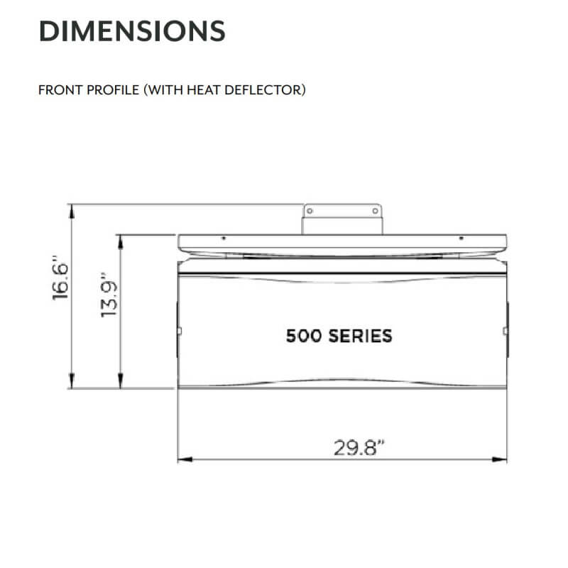 Bromic Heating Platinum Smart-Heat 500 Gas Heater | Dimensions