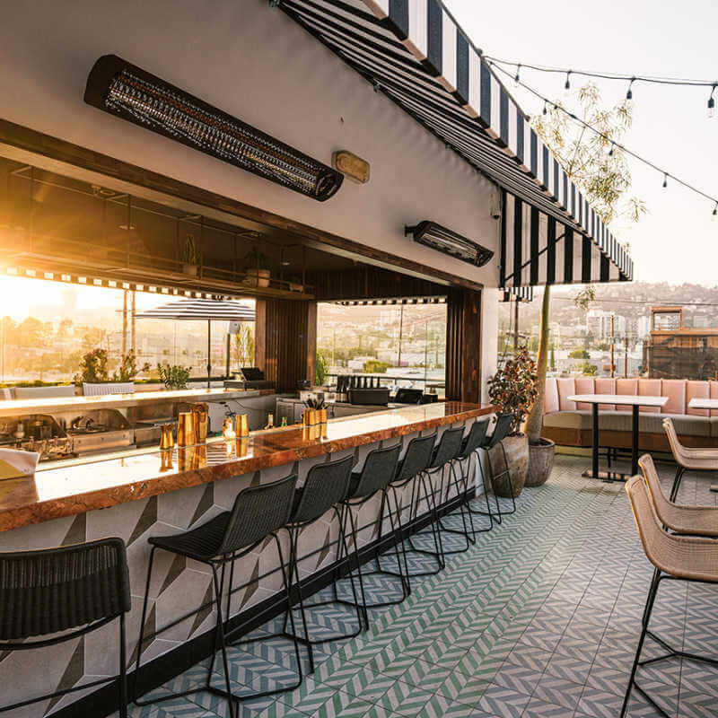 Bromic Tungsten Electric Heater | Shown at Restaurant