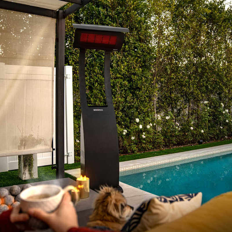Bromic Tungsten Portable Freestanding Heater | Shown Near Pool