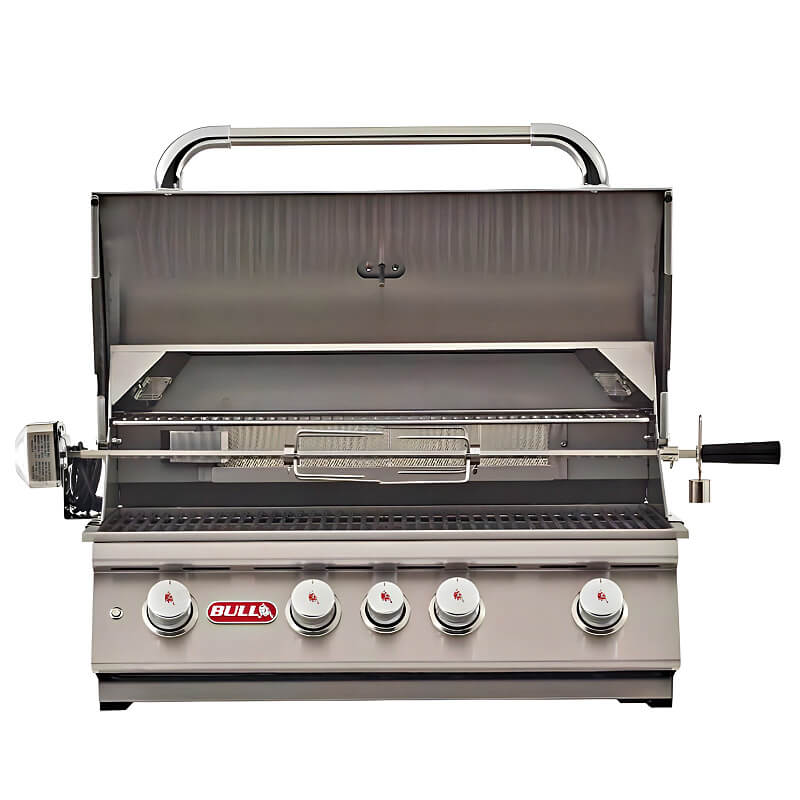 Bull Premier Q 9.5 Ft BBQ Grill Island  | Bull Angus 30-Inch 4 Burner Gas Grill w/ Rotisserie Burner & Kit