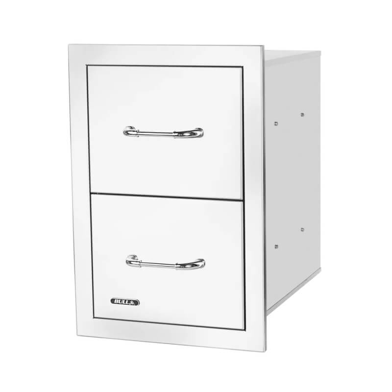 Bull 15 Inch Stainless Steel Double Drawer With Reveal