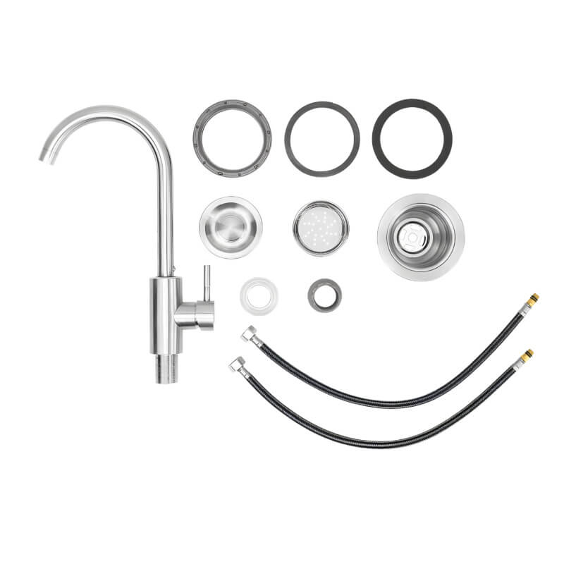 Bull 18 Inch Premium Stainless Steel Sink With Hot And Cold Faucet | Drain & Faucet Assembly