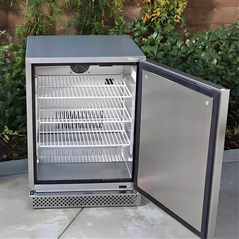 Bull Versa Q BBQ Grill Island | Compact 4.9 Cu Ft Refrigerator With Wire Shelves