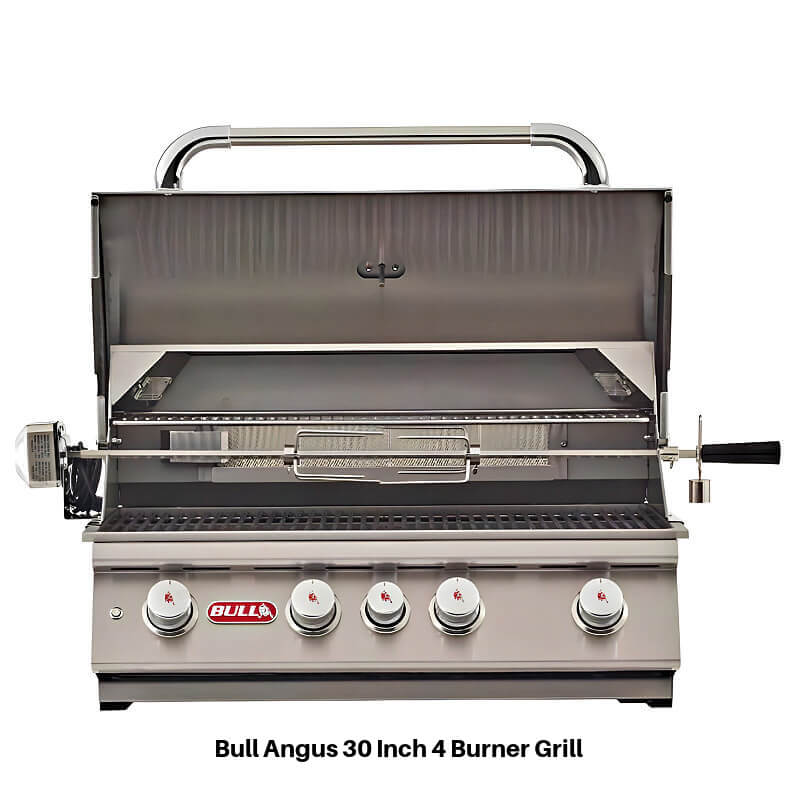 Bull Luxury Q L-Shaped BBQ Grill Island | Angus 30-Inch 4 Burner Grill With Rotisserie kit 