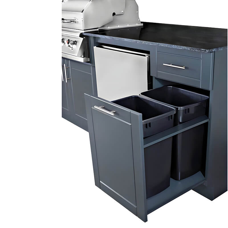 Bull Charleston 10 Ft Dura Outdoor Kitchen - Double Trash Drawer in Charcoal Grey